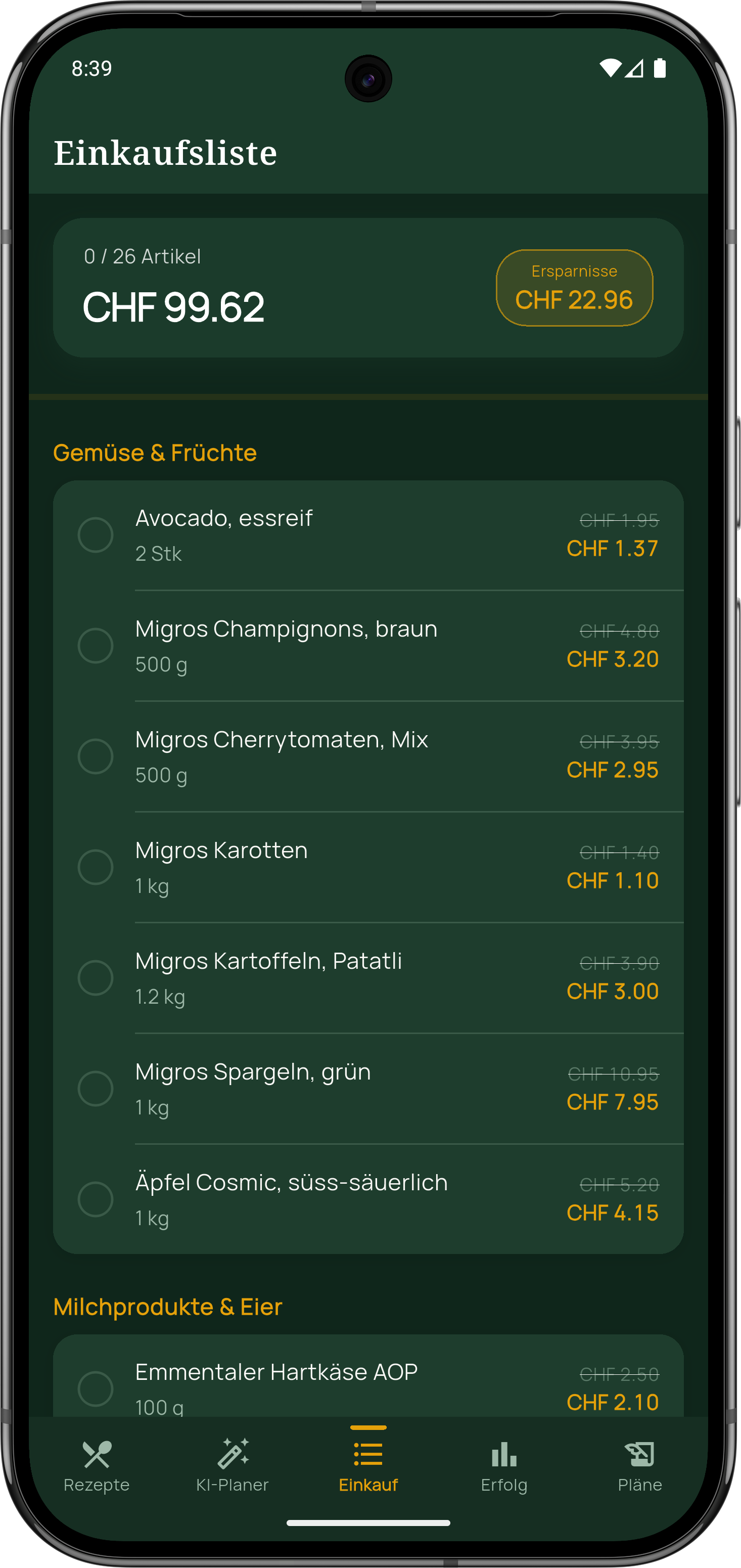 AktionsChef Einkaufsliste