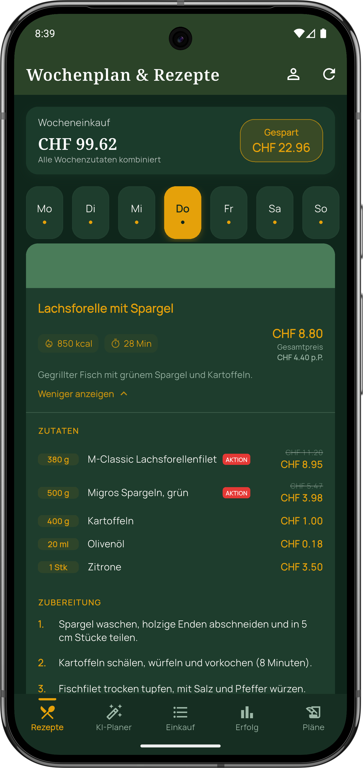 AktionsChef Wochenplan